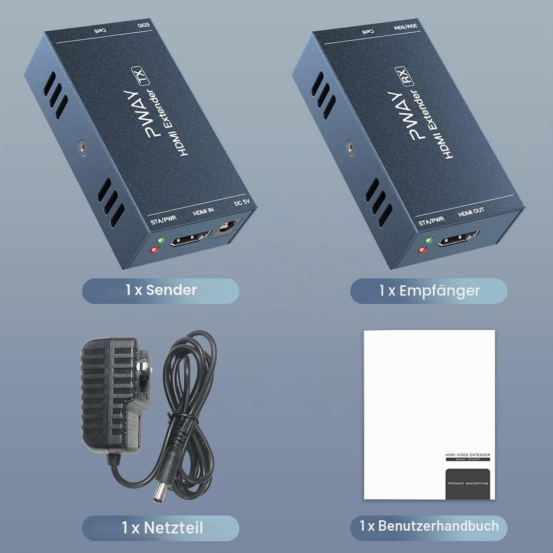 PW-HT202PG HDMI Extender 165ft/50M Cat5e/Cat6 Kable Full HD 1080P Kontrolle der Daten übertragung Ei