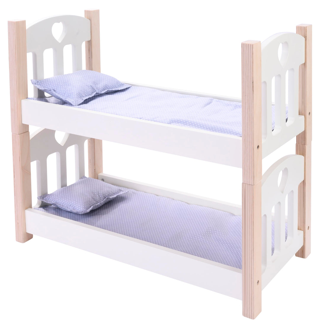 Engelhart – 606010 – Puppen-Etagenbett aus Holz grau/weiss – 50 x 26 x 47 cm – ab 3 Jahre Grau/Weiss