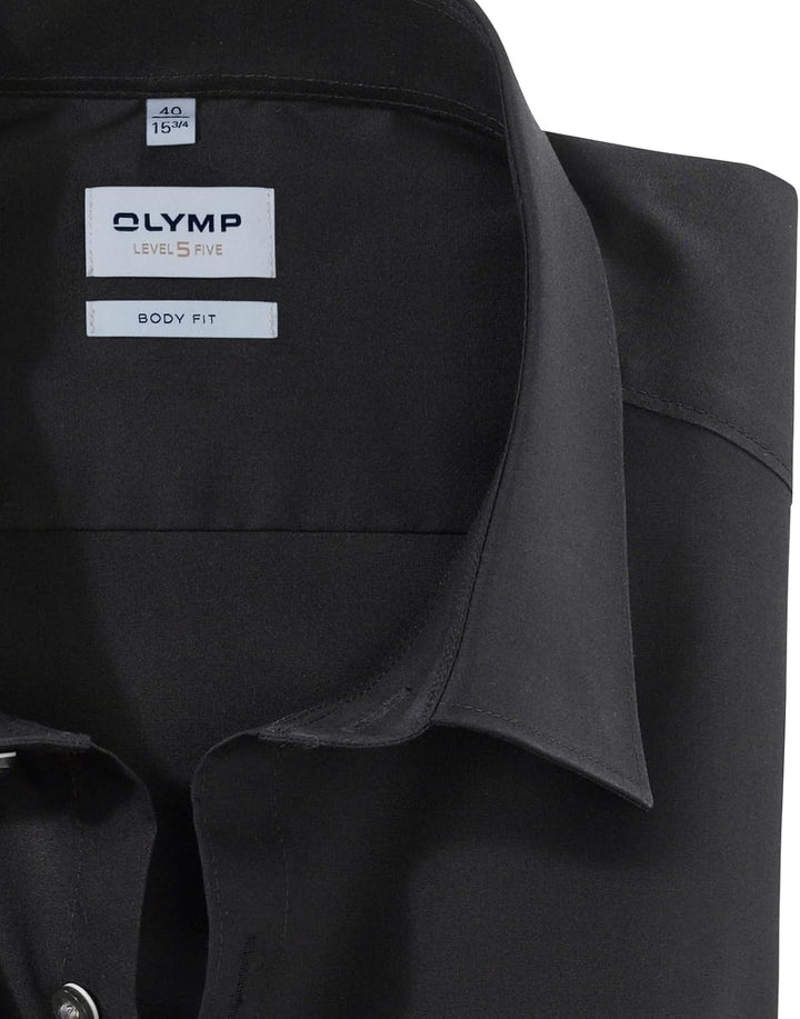 OLYMP Herren Oberhemd Langarm Hemd,einfarbig,Einfarbig,Comfort fit,New Kent 36 Schwarz 68, 36 Schwar