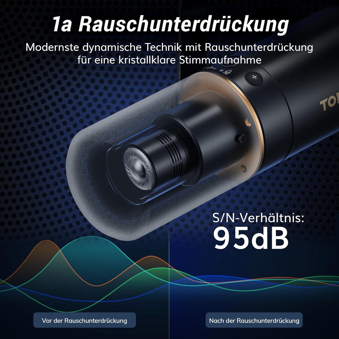 TONOR Dynamisches Microphone mit XLR/USB Kabel, Mikro PC, Vocal Mic Gesangsmikrofon für Podcast, Str