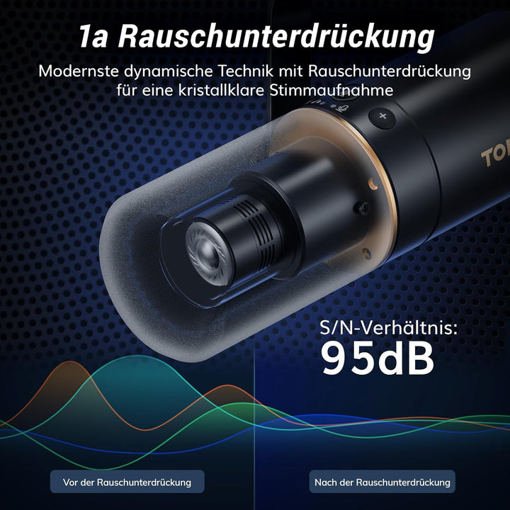 TONOR Dynamisches Microphone mit XLR/USB Kabel, Mikro PC, Vocal Mic Gesangsmikrofon für Podcast, Str