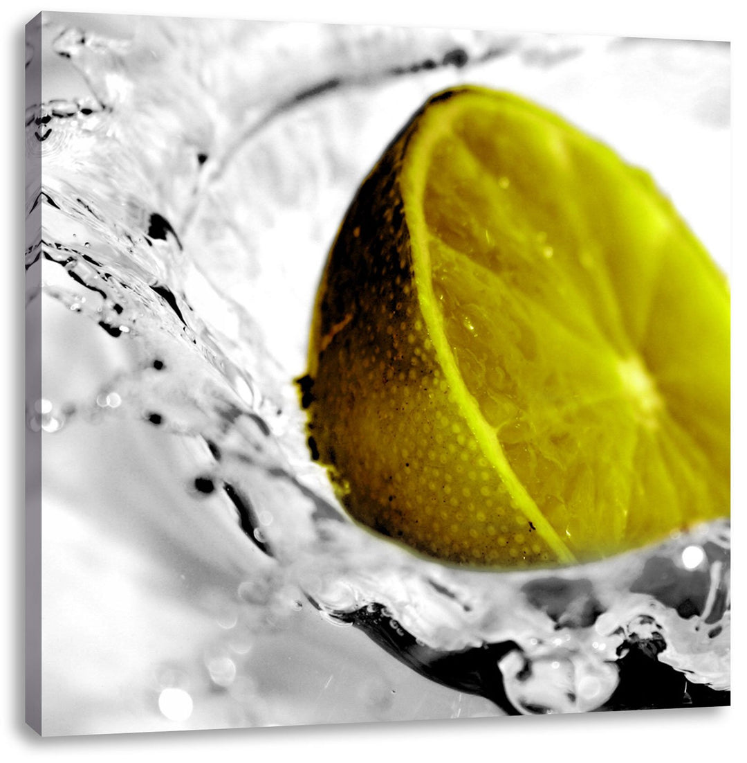 Pixxprint Limette im Wasser als Leinwandbild Quadratisch/Grösse: 70x70 / Wandbild/Kunstdruck/fertig