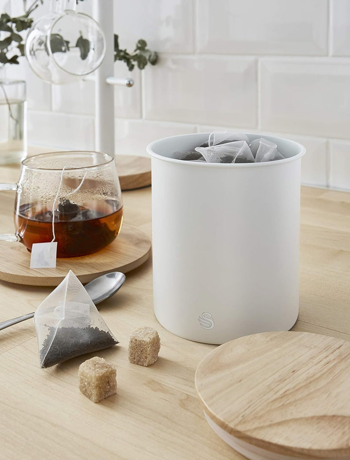 Swan Nordic 3er-Set Küchenvorratsdosen aus Robustem Karbonstahl, Bambusdeckel, Einheitsgrösse, für T