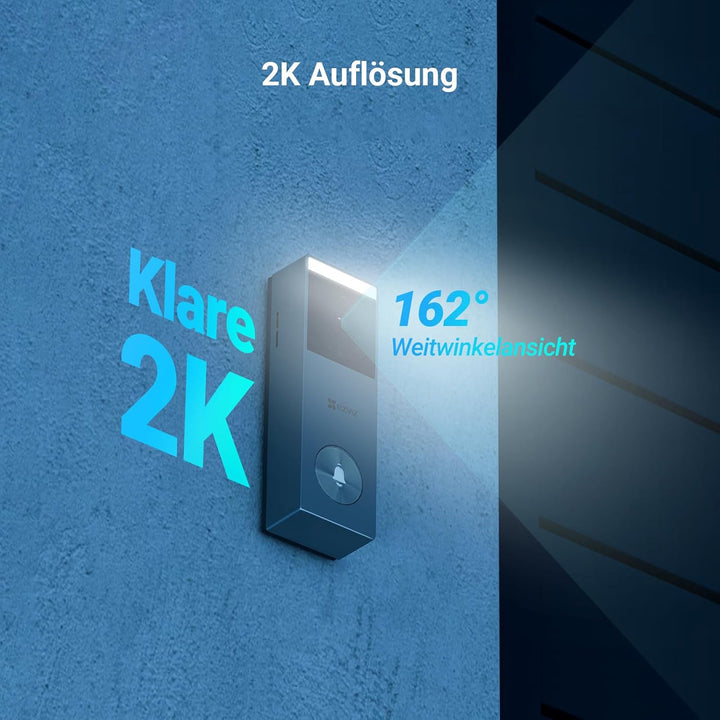 EZVIZ Kabellose Türklingel mit Solarpanel, Video Türklingel mit 2K Kamera, Farbnachtsicht, Personene