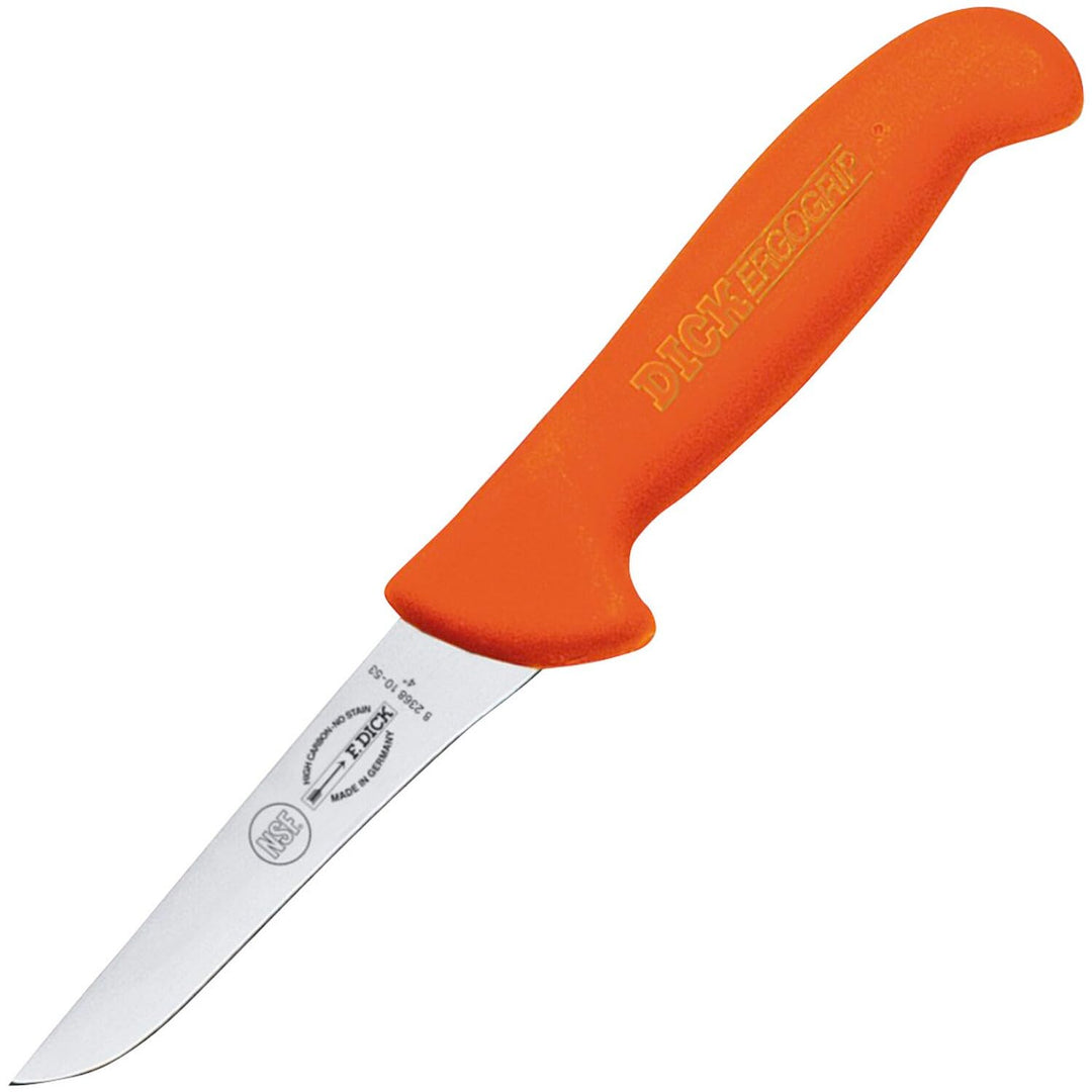 Dick kleines Ausbeinmesser 10 cm orangefarbener Griff & steife Messerklinge