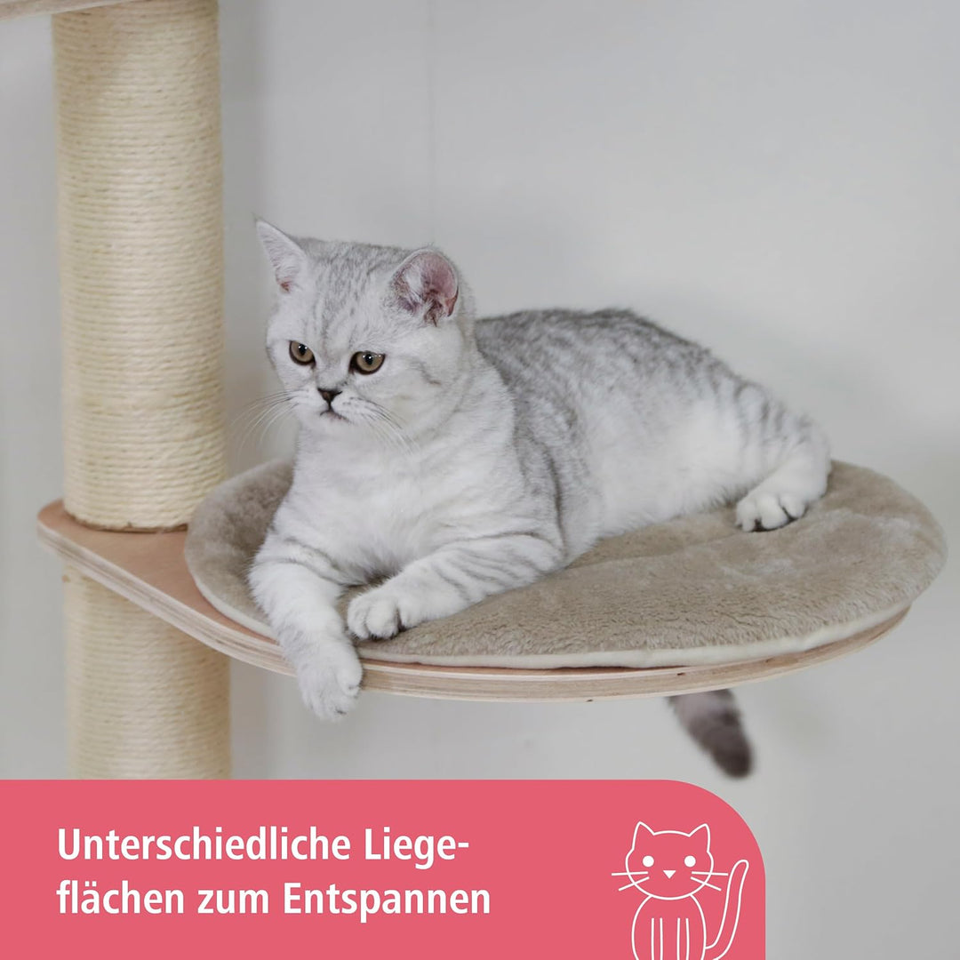 Kerbl Pet Katzenkratzbaum Dolomit Grappa, Katzenliegeplatz, zur Wandmontage, Taupe, 80x66x158cm, Sis