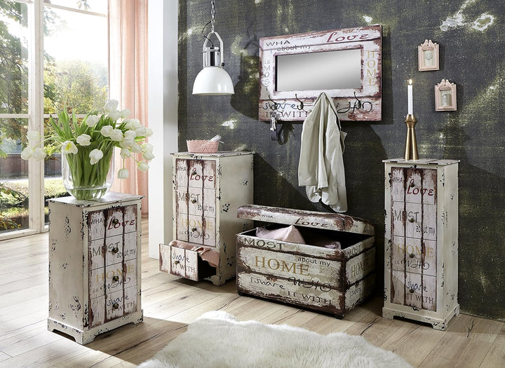 HAKU Möbel Wandgarderobe, MDF, Motiv-vintage, B 80 x T 10 x H 52 cm Motiv-vintage 80 x 10 x 52, Moti