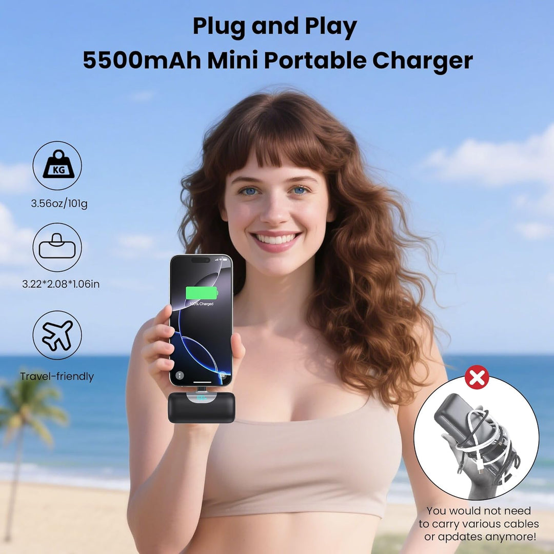 Power Bank USB C 5000mAh, Mini Powerbank Klein Aber Stark 22.5W PD 3.0 Schnelles Aufladen Tragbares