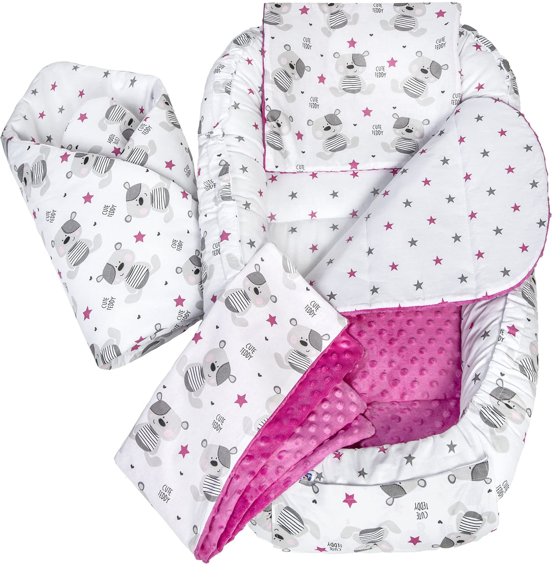 Medi Partners 5 teilig Babynestchen Set Babynest 100x60x15 herausnehmbarer Einsatz Bett Kuschelnest
