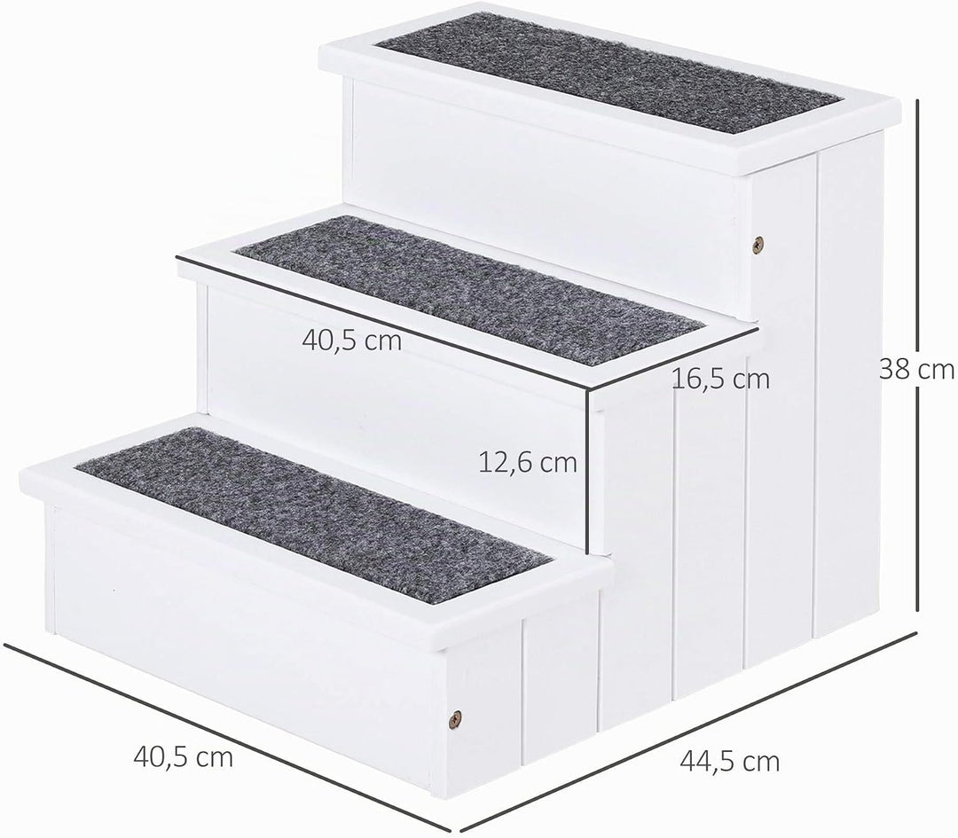 PawHut Hundetreppe 3 Stufen Katzentreppe Haustiertreppe Hundetreppe für Hunde und Katzen Tiertreppe