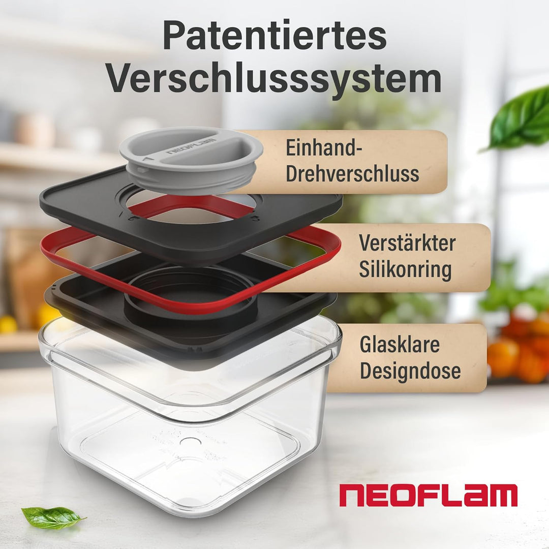 Neoflam® Vorratsdosen mit Deckel Luftdicht, Vorratsorganizer 4er Set BPA-frei, Vorratsbehälter mit E