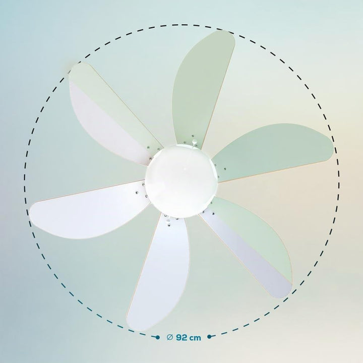 Cecotec Deckenventilator EnergySilence 3600 Vision Mint, 50 W, Durchmesser 92 cm, Lampe, 3 Geschwind