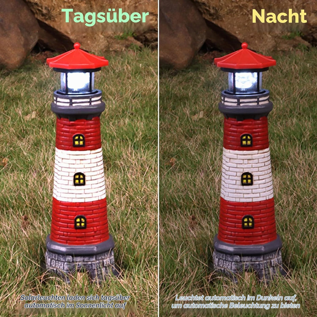 Solarbetriebene Leuchtturm Wasserdicht mit Rotierenden Leuchtfeuer Leuchtturm Solarleuchten für Hof