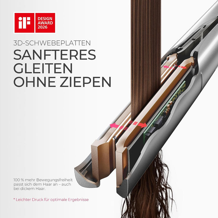TYMO Glätteisen Haarglätter – Glätten in einem Zug &amp; Lockenstyling, 25 mm Platten, 3× Sanfteres Glei