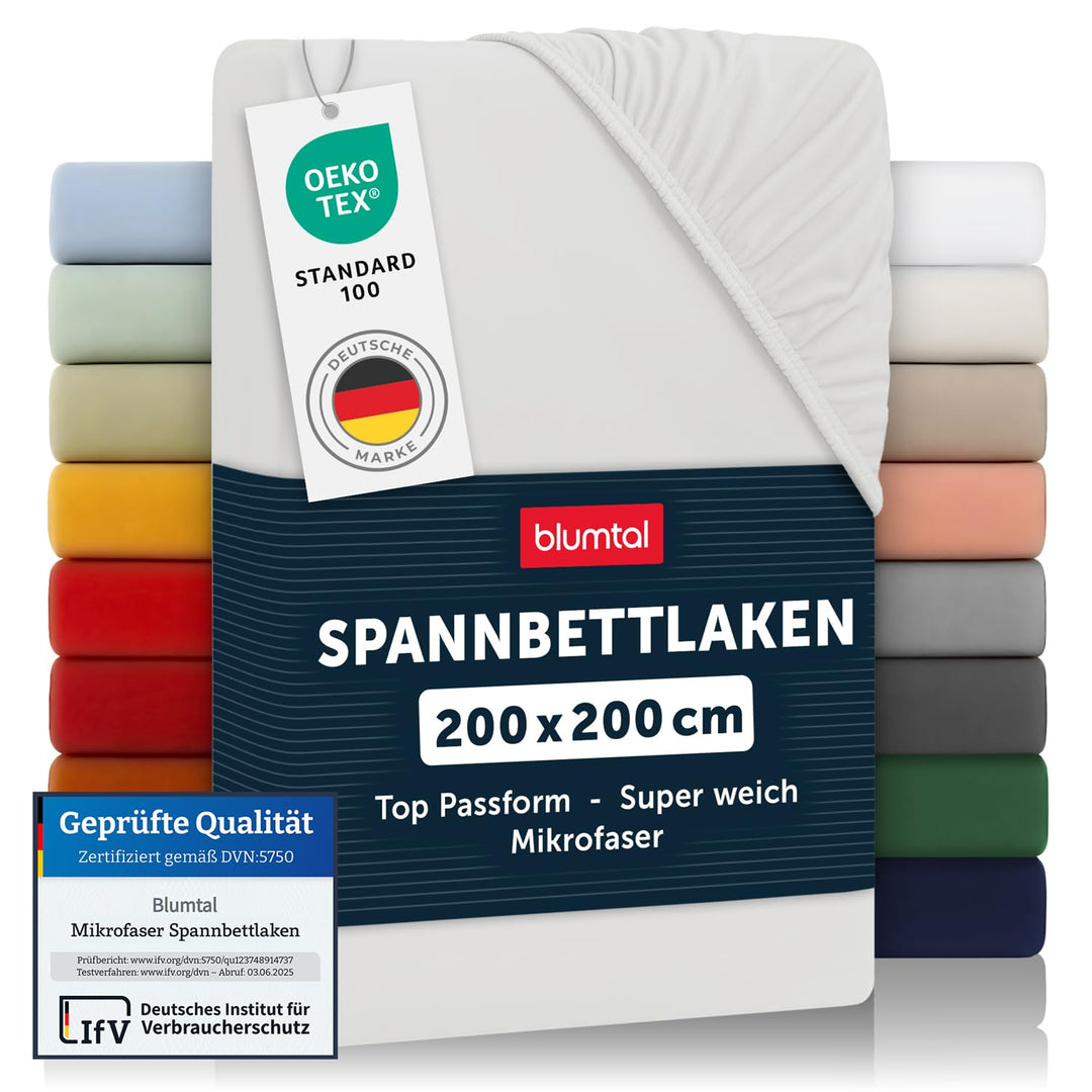 Blumtal® Spannbettlaken aus Microfaser -zertifiziertes 200x200 cm Bettlaken - Spannbetttuch/Leintuch