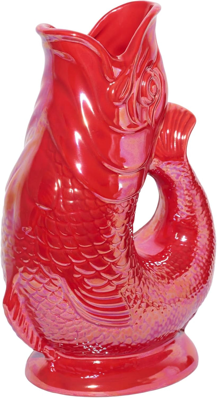 Gluckigluck Karaffe XL Rot schimmernd – 1,2l – Original Gluggle Jug aus England – Wasserkrug mit Glu