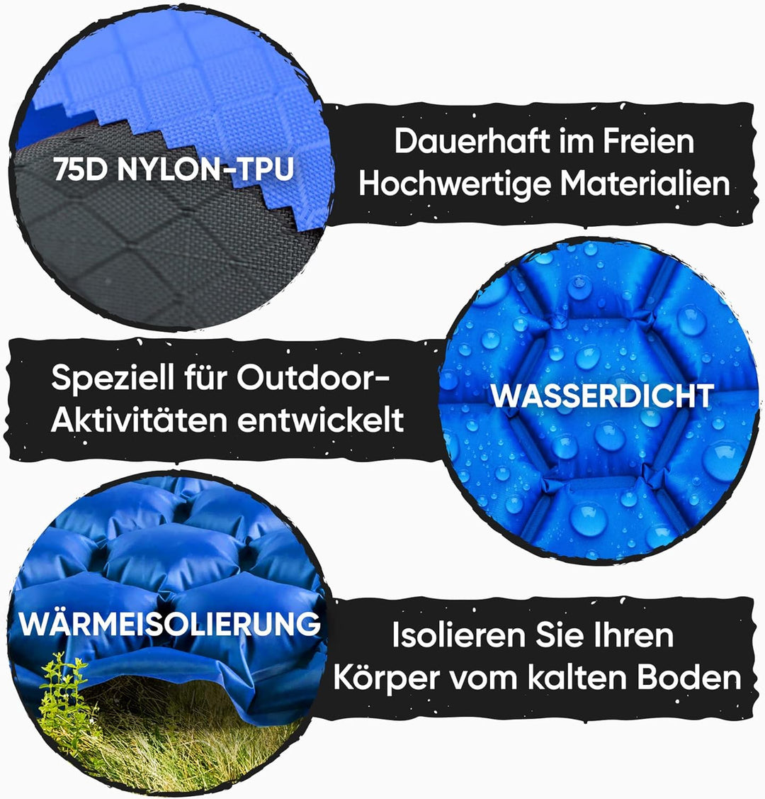 POWERLIX Isomatte Camping Outdoor Luftmatratze - Ultraleichte Aufblasbare Isomatte, kompakte und lei