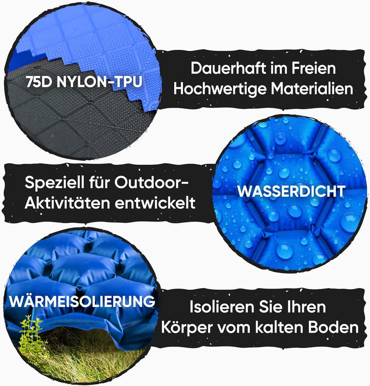 POWERLIX Isomatte Camping Outdoor Luftmatratze - Ultraleichte Aufblasbare Isomatte, kompakte und lei