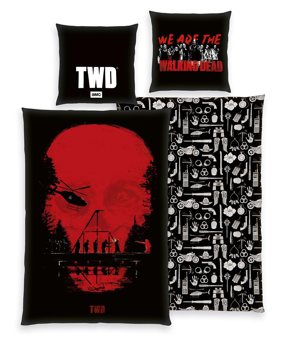 Klaus Herding GmbH The Walking Dead Bettwäsche mit Daryl Dixon 80x80 + 135x200cm, 100% Baumwolle mit