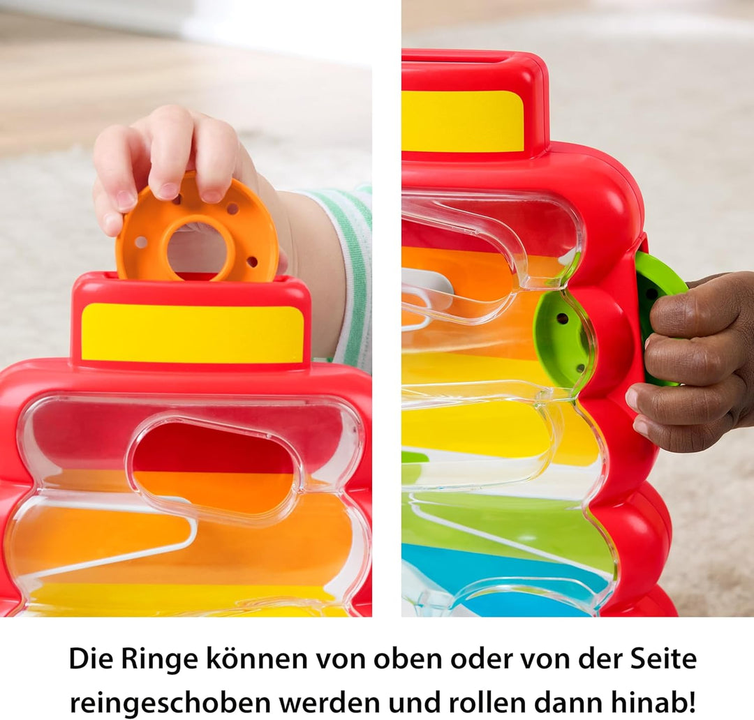 Fisher-Price Baby- und Kleinkindspielzeug, Rutschspass Farbring Pyramide, Aktivität mit Münzen zur s