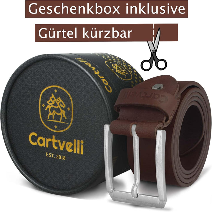 Cartvelli Vintage Ledergürtel Herren 40mm Made in Germany mit Geschenkbox - Echtleder-Gürtel Schlies