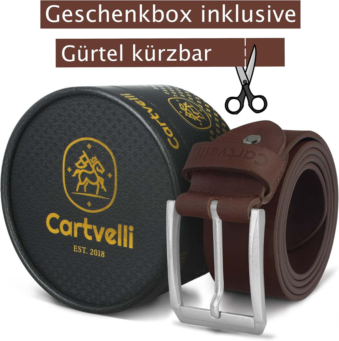 Cartvelli Vintage Ledergürtel Herren 40mm Made in Germany mit Geschenkbox - Echtleder-Gürtel Schlies