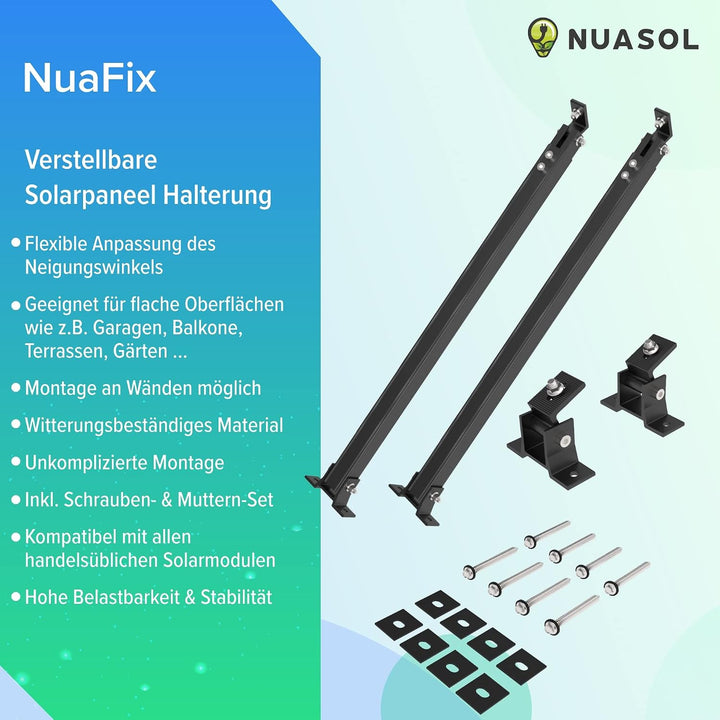 NuaSol Montageset für Balkonkraftwerk | 2 Stück Solarmodul Halterung | Aufständerung 30°-60° | indiv