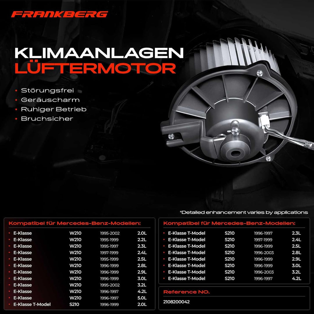 Frankberg Heizungsgebläse Gebläsemotor Kompatibel mit W210 E200 E230 E250 E280 E300 E320 1995-2002 S