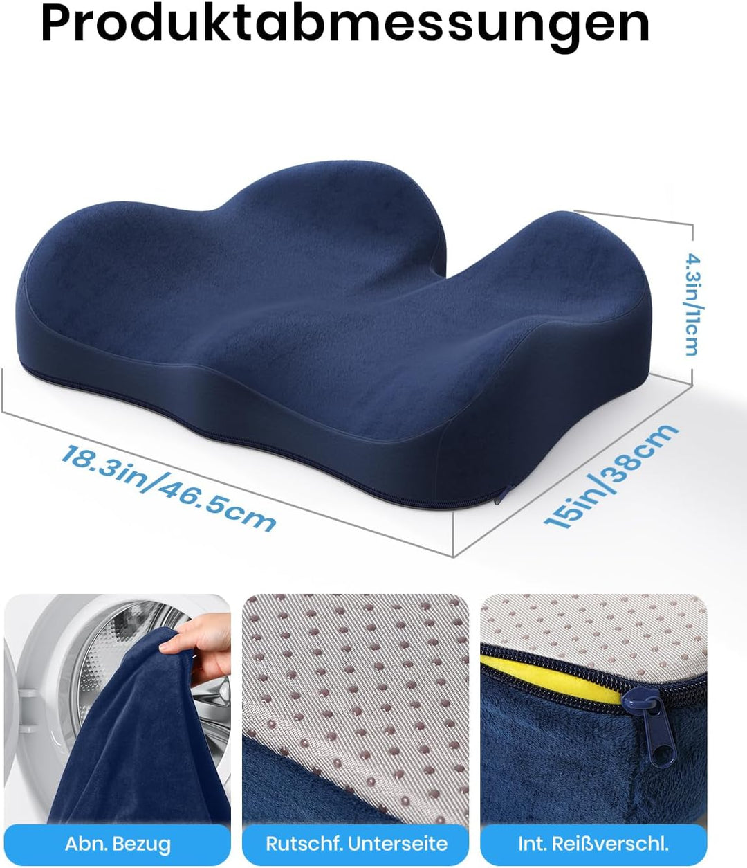 Benazcap Memory Foam Sitzkissen für Steissbein Schmerzlinderung, Bürostuhlkissen, Ergonomisches Stei