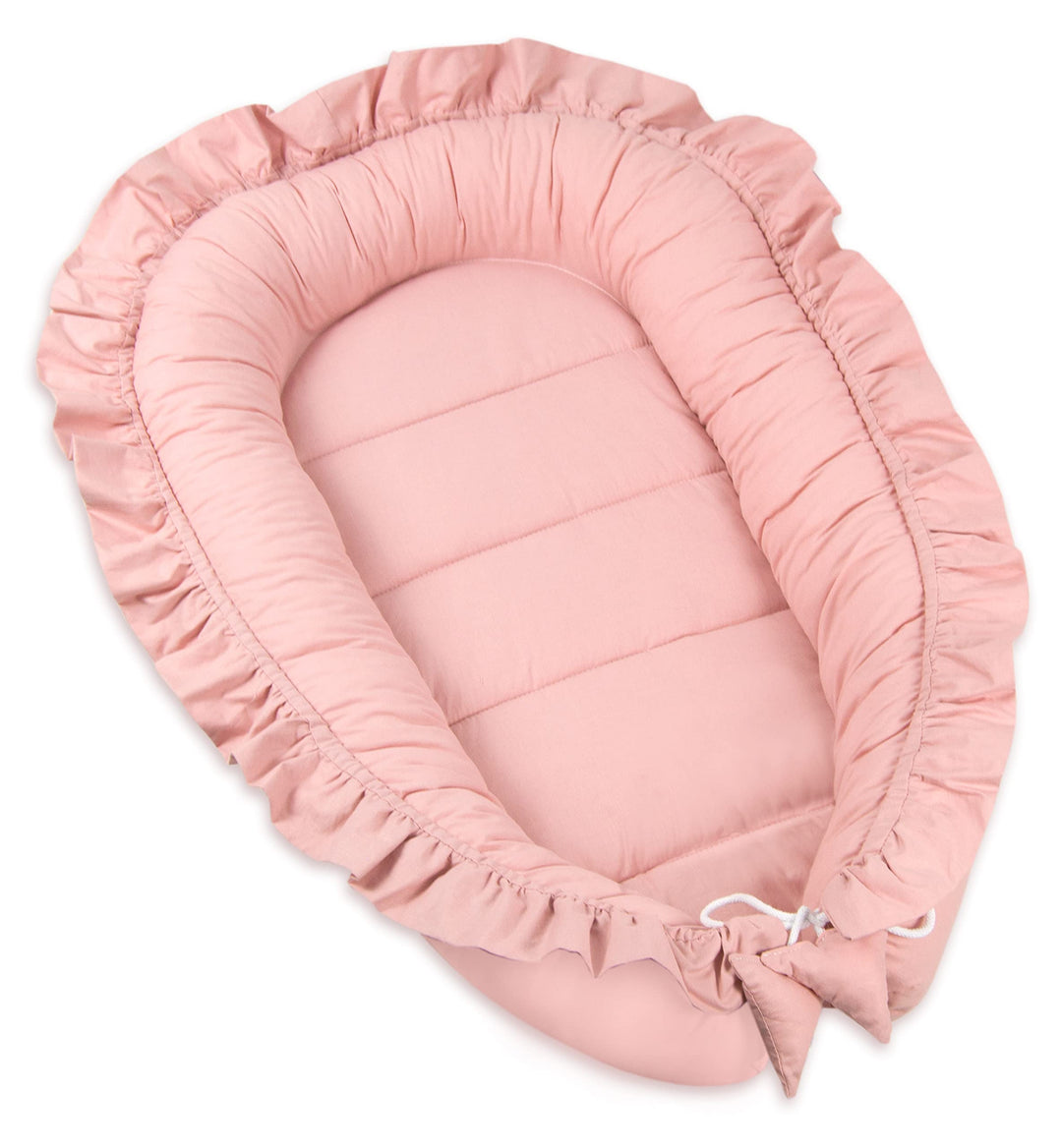 PIMKO Babynest mit rüschen Babynestchen für Baby Kuschelnest Babykokon für Säuglinge und Neugeborene