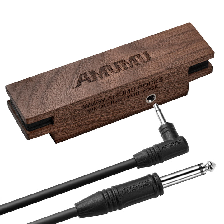 AMUMU SP30WN Schallloch-Tonabnehmer aus Walnussholz, magnetisch, für Akustikgitarren mit Stahlsaiten