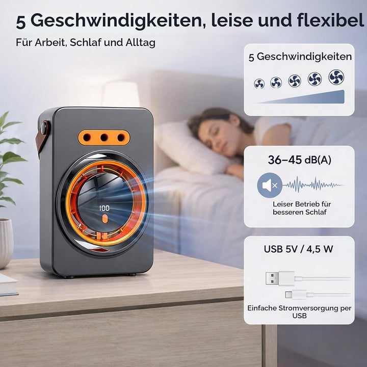 FELIXIZ Nebelventilator mit Sprühnebel &amp; Wasserkühlung, 2-in-1 Tischventilator, 5 Stufen, Lederrieme