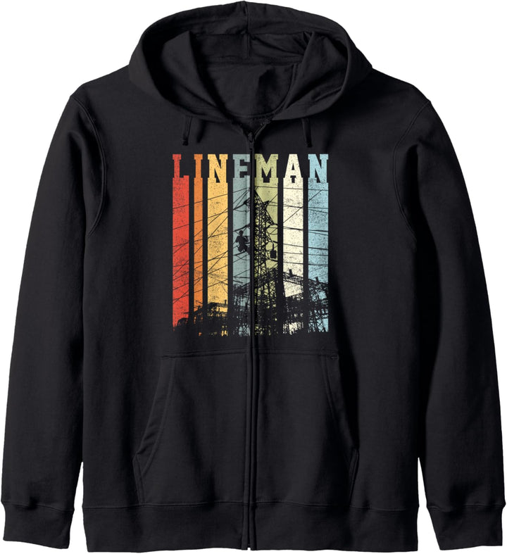 Text Streifen Vintage Retro Stil Design Lineman Kapuzenjacke