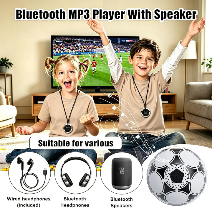 64 GB MP3 Player Kinder, MP3 Player Bluetooth 5.0, Mini Fussball Musik Player mit Kopfhörer, mp3-pla