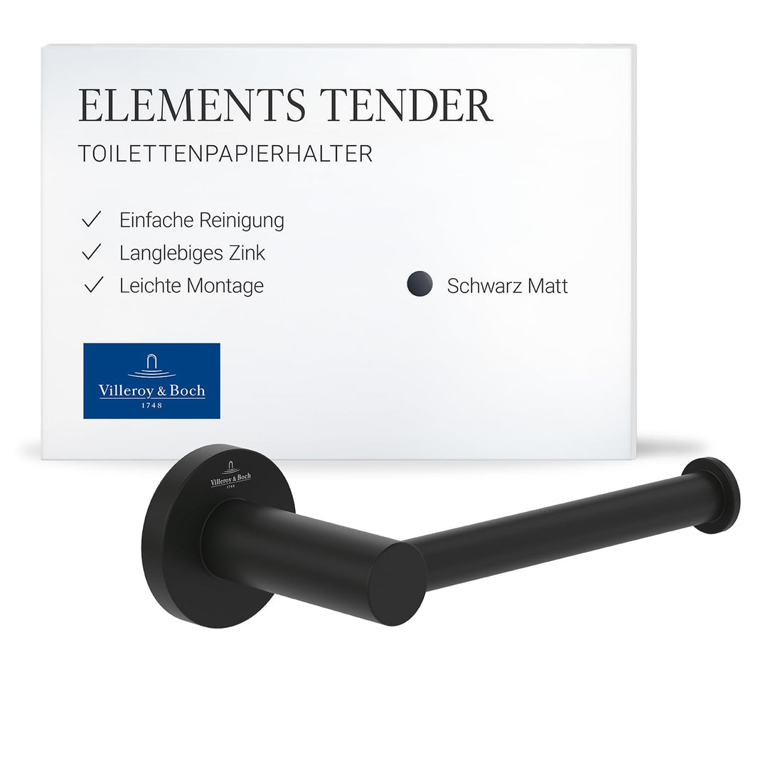 Villeroy &amp; Boch Elements Tender Toilettenpapierhalter ohne Deckel, Klopapierhalter für Wandmontage,