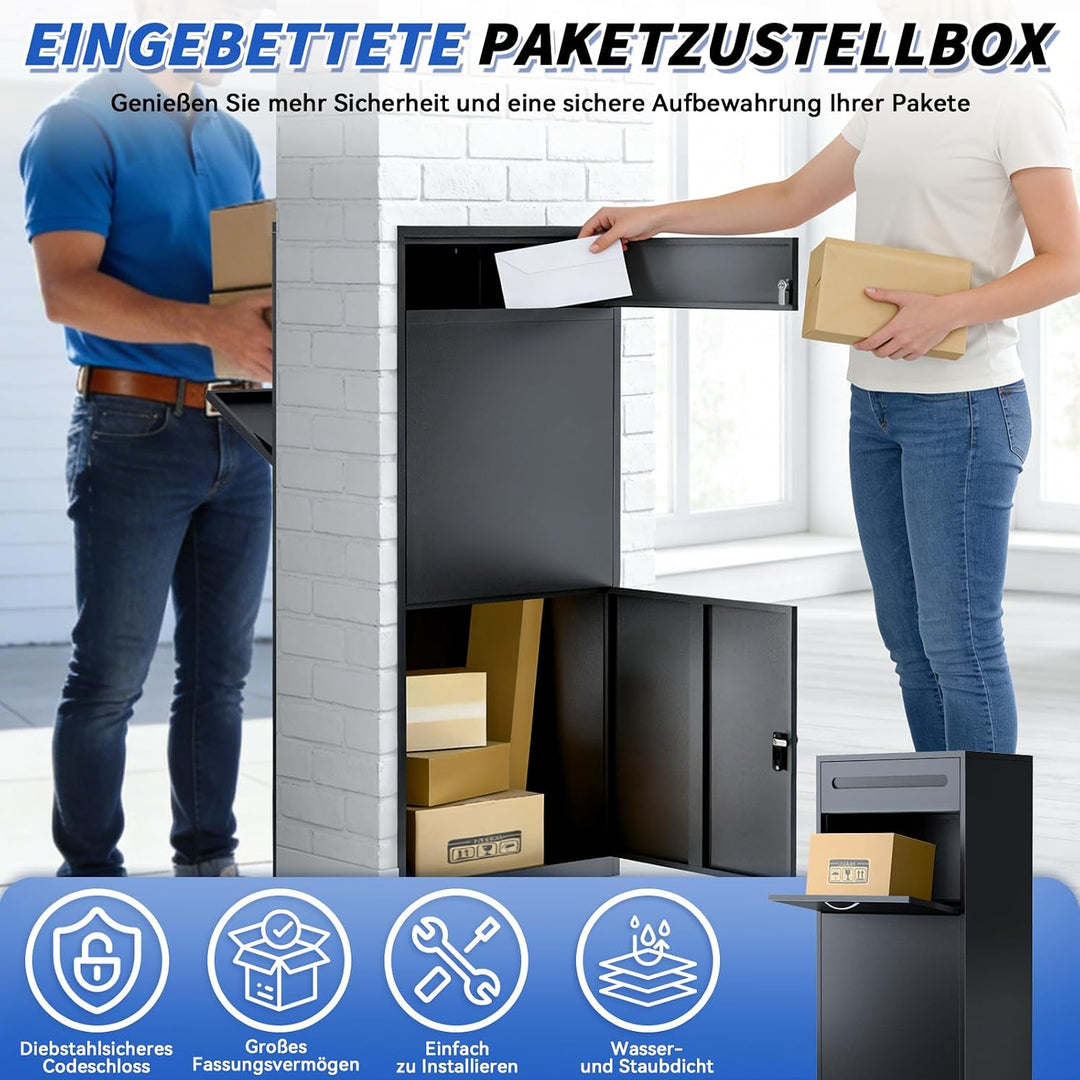 Briefkasten Paketbox für den Aussenbereich, extra grosse Paketboxen mit sicherer Lagerung, wasserdic