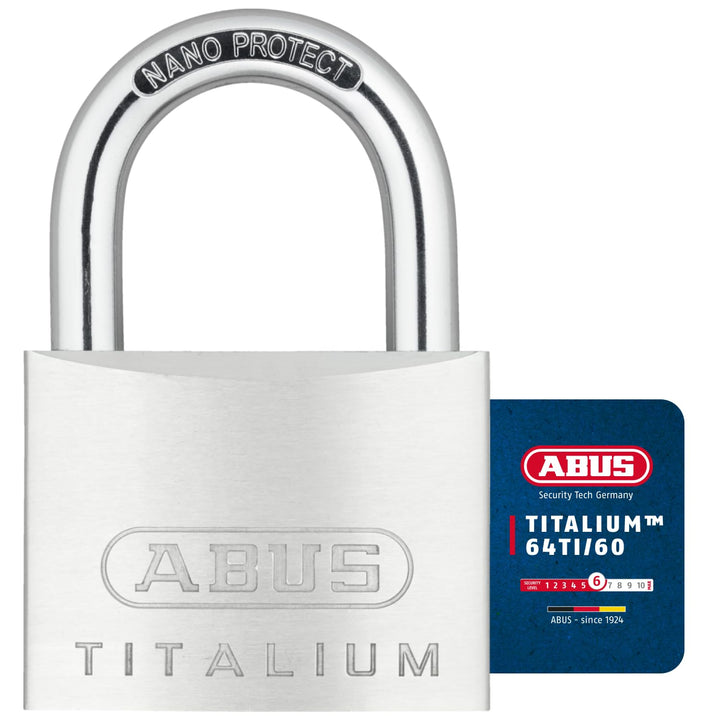 ABUS Vorhängeschloss Titalium 64TI/60 - Kellerschloss mit Schlosskörper aus Spezial-Aluminium - gehä