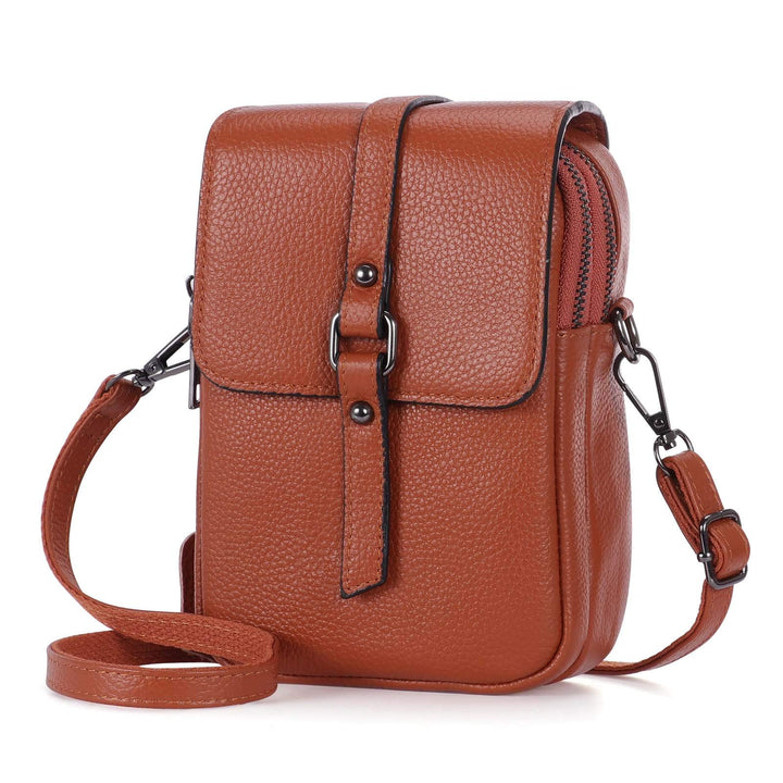 HAWEE Mode Damen Handytasche mit Riemen Echtes Leder Crossbody Handy Umhängetasche Leicht Damen Schu