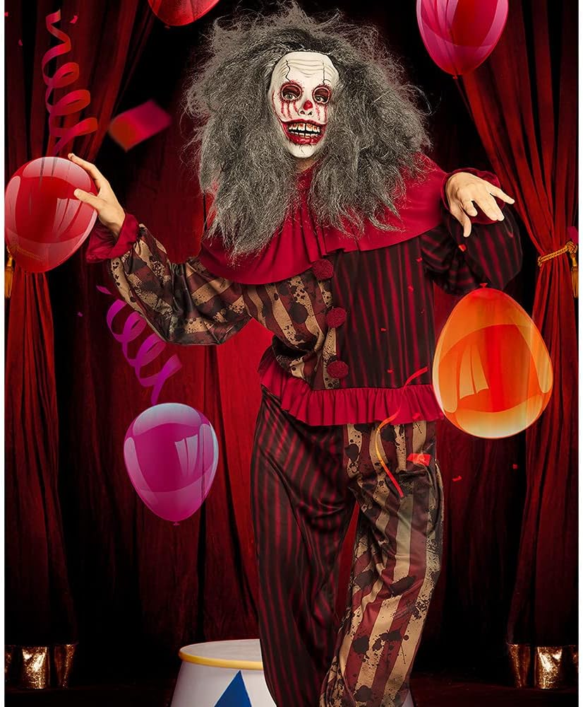 Boland - Kostüm Mitternachts-Clownette, Kleid mit Kragen, Damen, Horror, Clown, Psycho, Halloween, K