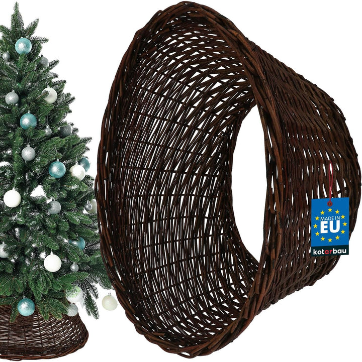 KOTARBAU® Weihnachtsbaum Rock aus Weide Ø 60 cm, Dunkel Braun Christbaumständer aus Rattan Natur, We