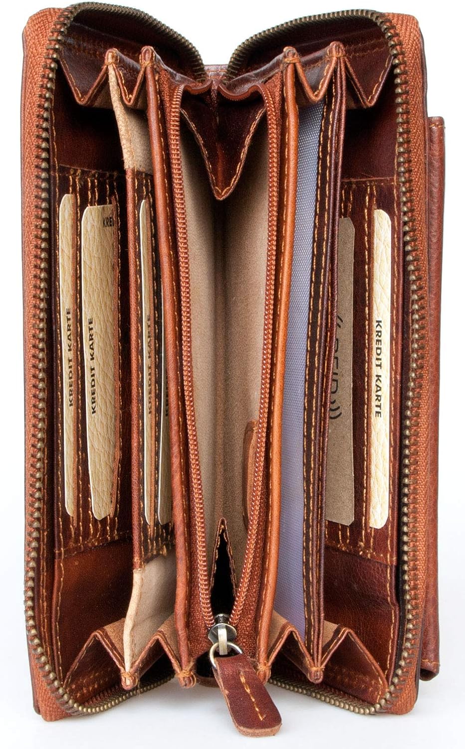 Bull Burry Metall-Reissverschluss-Brieftasche Tasche für das ganze Telefon aus einem starken echten