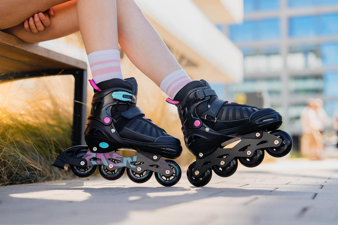 RAVEN Inline Skates Inliner für Kinder und Erwachsene OPTIONAL 2in1 mit Schlittschuhen verstellbar O
