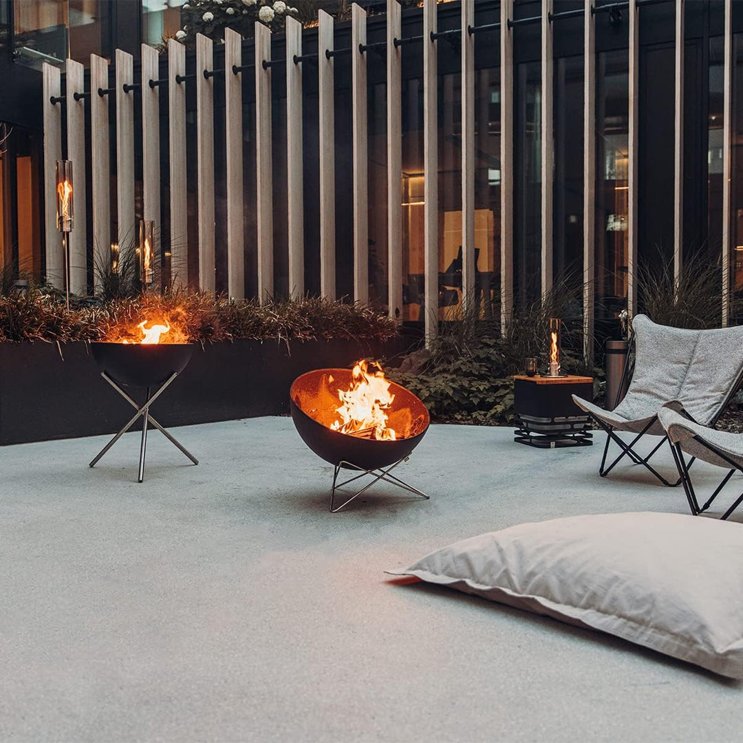 höfats - Bowl 70 Feuerset Flex mit Sternfuss und Dreibein - raucharme Feuerstelle mit Plancha Grillp