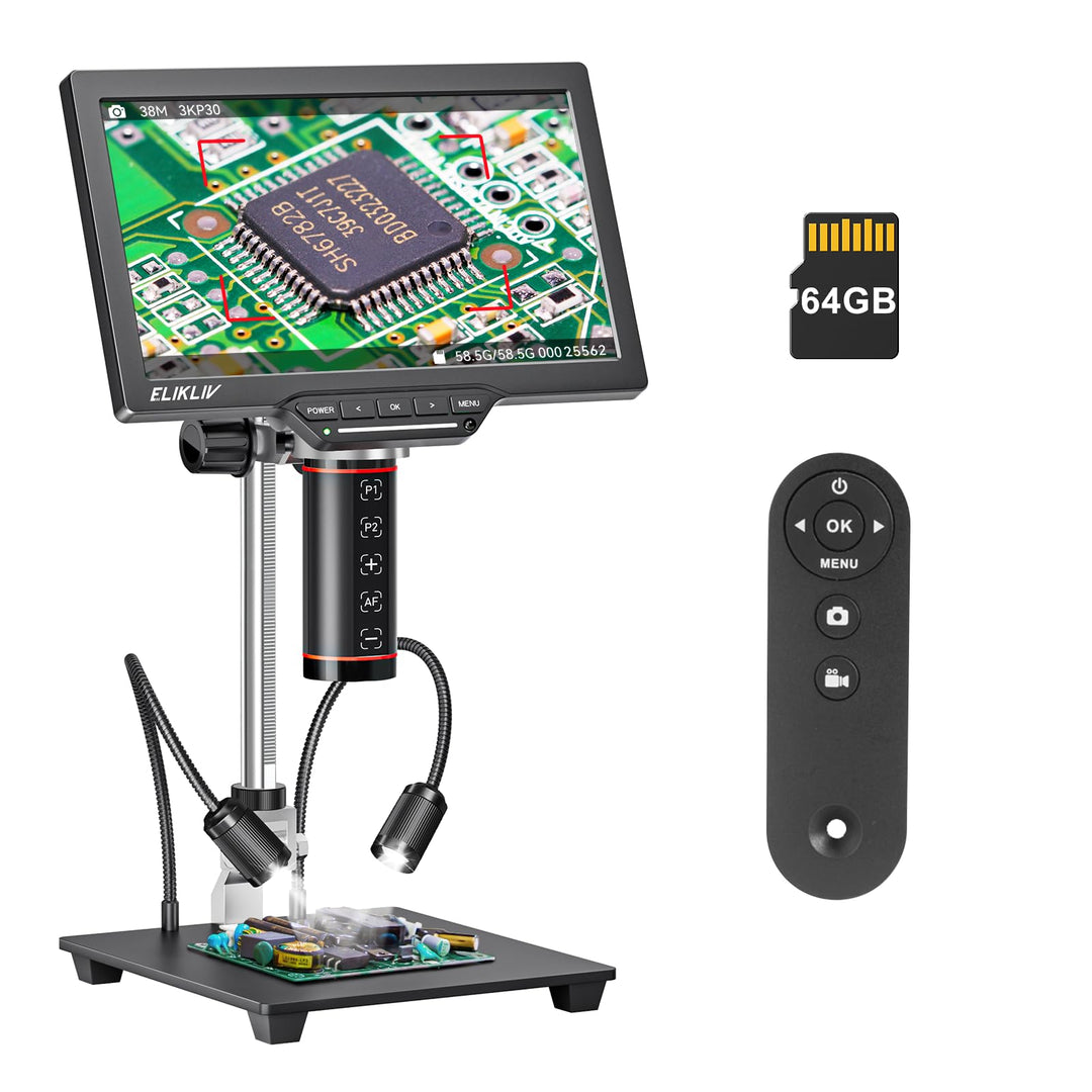 Elikliv EM3K-AF Max Autofokus Digital Mikroskop 2000X, 3K 10.1'' Münzmikroskop für Gesamtansicht,HDM