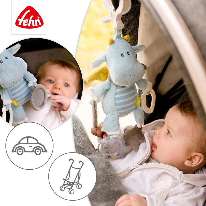 Fehn Activity-Spieltier Drache – Baby Motorikspielzeug für Kinderwagen, Kinderbett und Babyschale zu