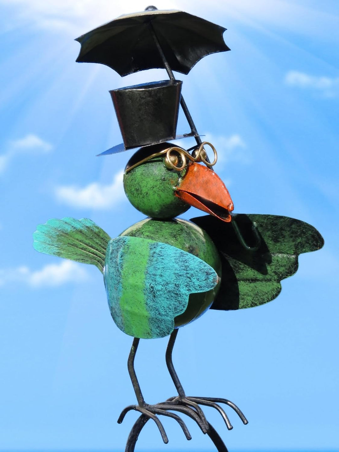 Pommerntraum ® | Regenmesser Niederschlagsmesser Pluviometer Vogel Regenschirm + Meisenknödelhalter