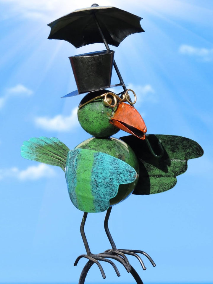 Pommerntraum ® | Regenmesser Niederschlagsmesser Pluviometer Vogel Regenschirm + Meisenknödelhalter