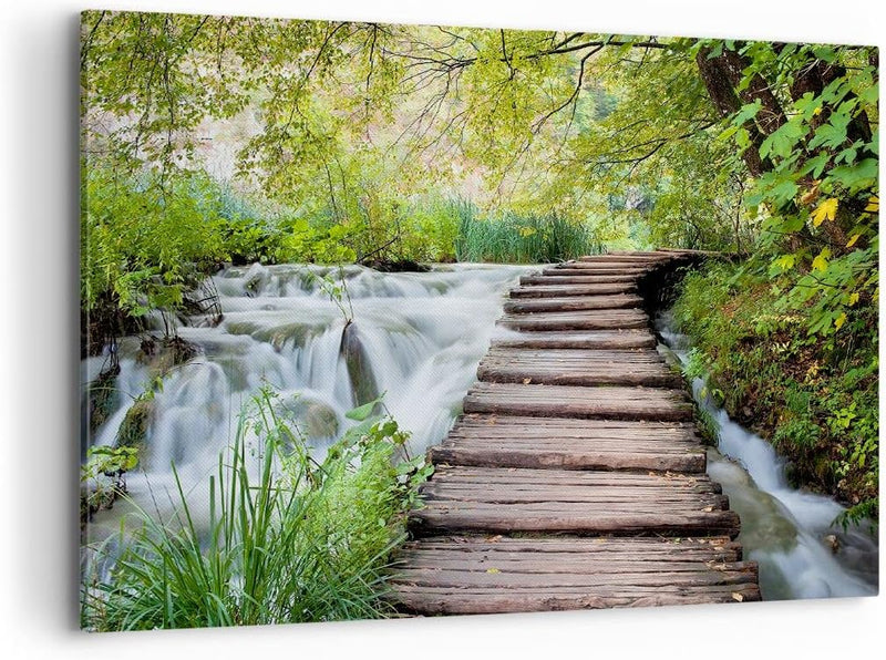 Bilder auf Leinwand 100x70cm Leinwandbild Nationalpark Natur Kieselsteine Gross Wanddeko Bild Schlaf