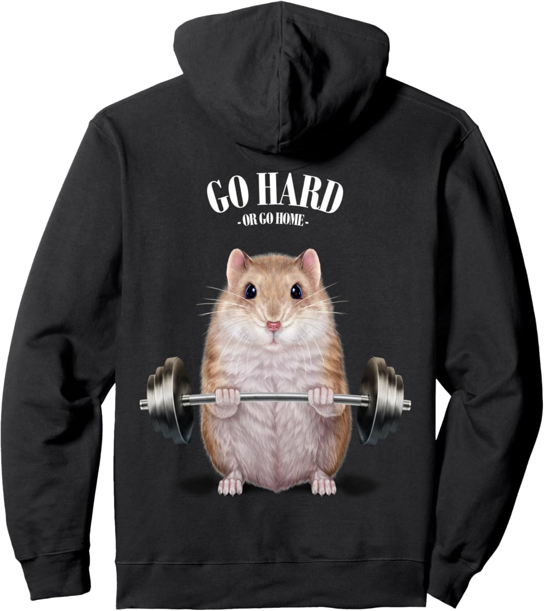 Zwerghamster, der Gewichte im Fitnessstudio hebt Pullover Hoodie