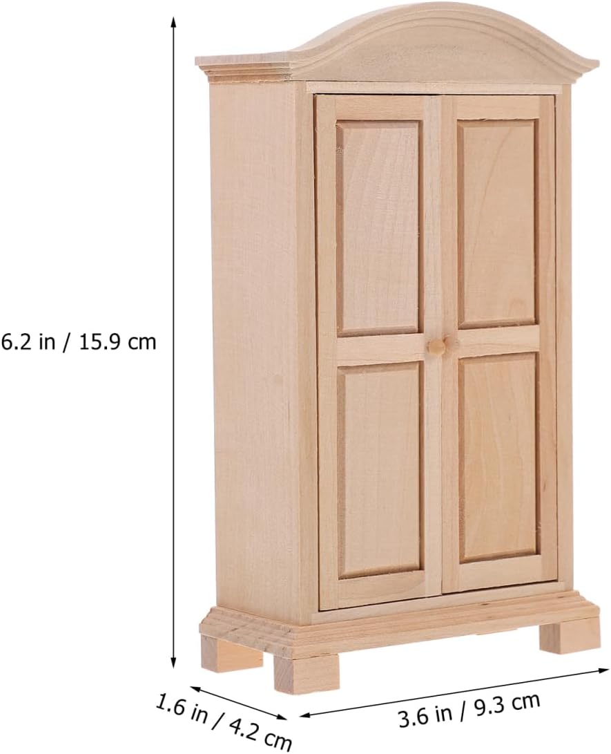 HEMOTON Miniatur Holzkleiderschrank Modell Puppenhaus Miniatur Kleiderschrank Handgefertigtes Miniat
